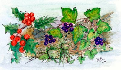 Log of Ivy, Holly and Hazelnuts by Nell Hill